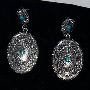 Silver drop earrings with turquoise